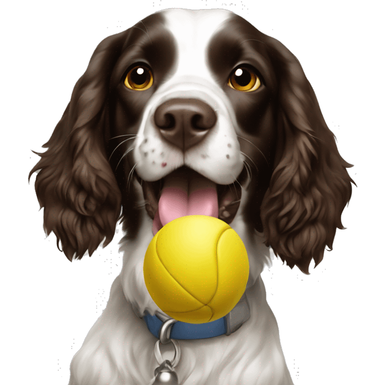 English springer spaniel playing fetch emoji