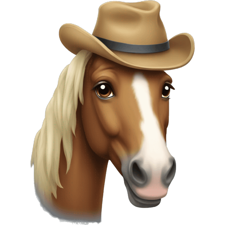 A horse with a hat emoji