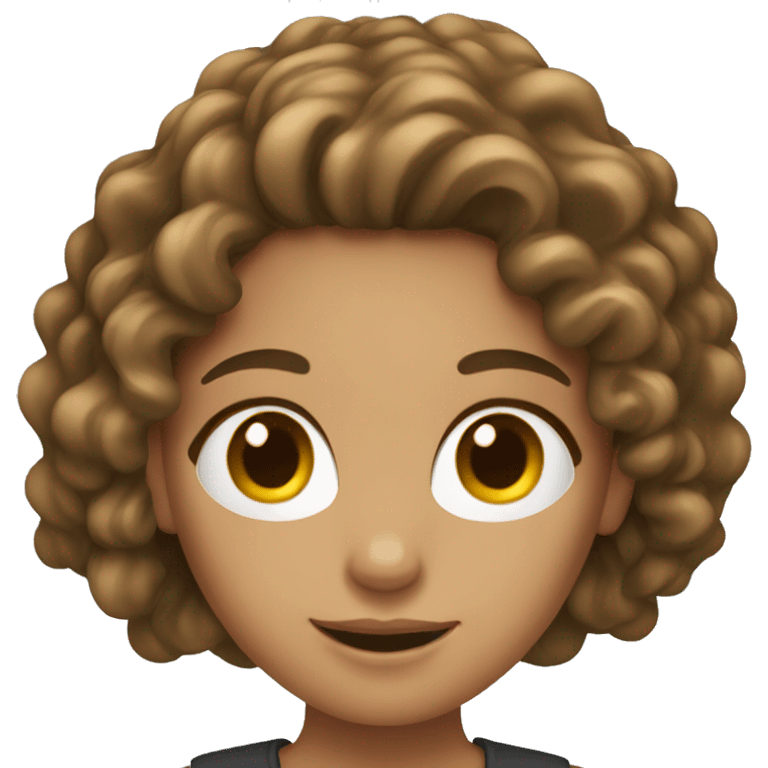 Girl with long brunette curly hair  emoji