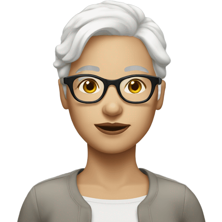 White skin woman short white hair glasses emoji