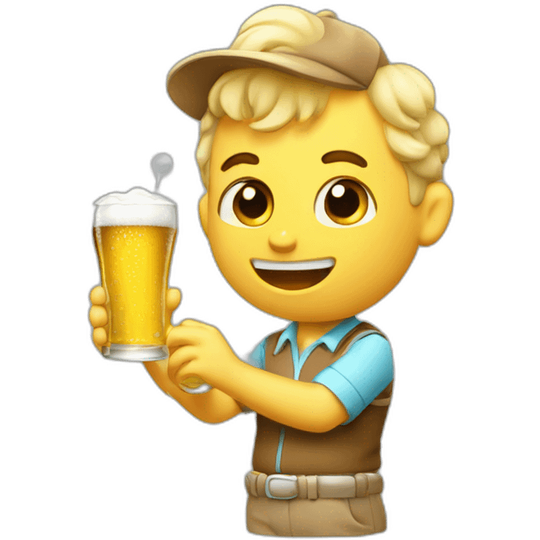 Cute Fifties Golfer drinks beers emoji