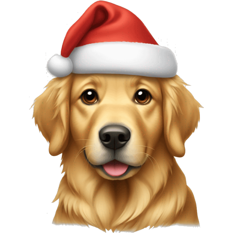 golden retriever wearing a christmas hat  emoji