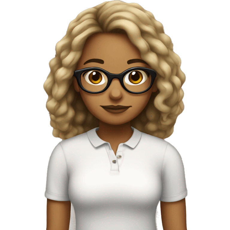 Girl with black glasses Puerto Rican and urly hair emoji