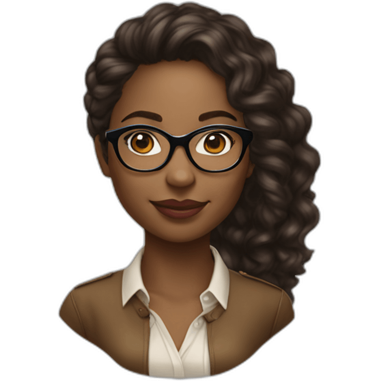 young black woman software engineer with eyeglasses with curly brown hair with ralph lauren blouse emoji