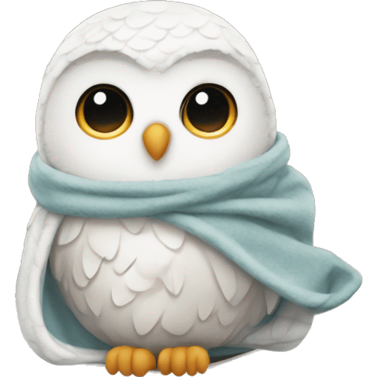 Snow Owl wrapped up in a nice warm cozy blanket emoji