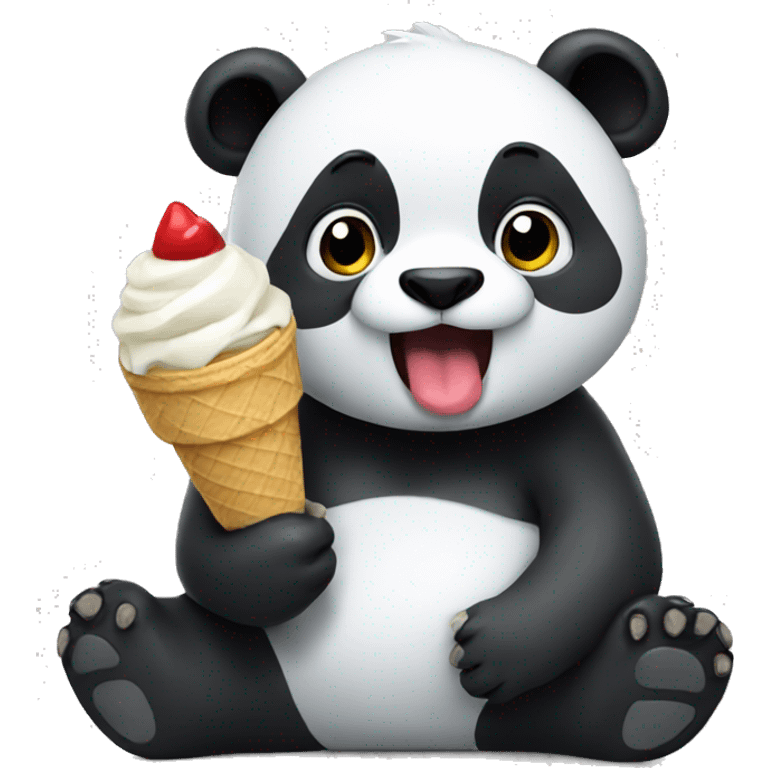 Panda eating ice cream emoji