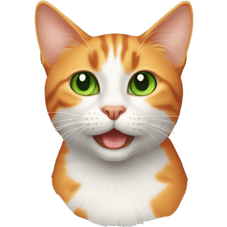 Orange cross eyed cat with green eyes emoji