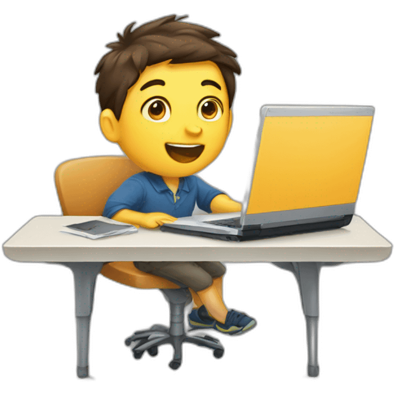 Boy Laptop Desk Illustrations emoji