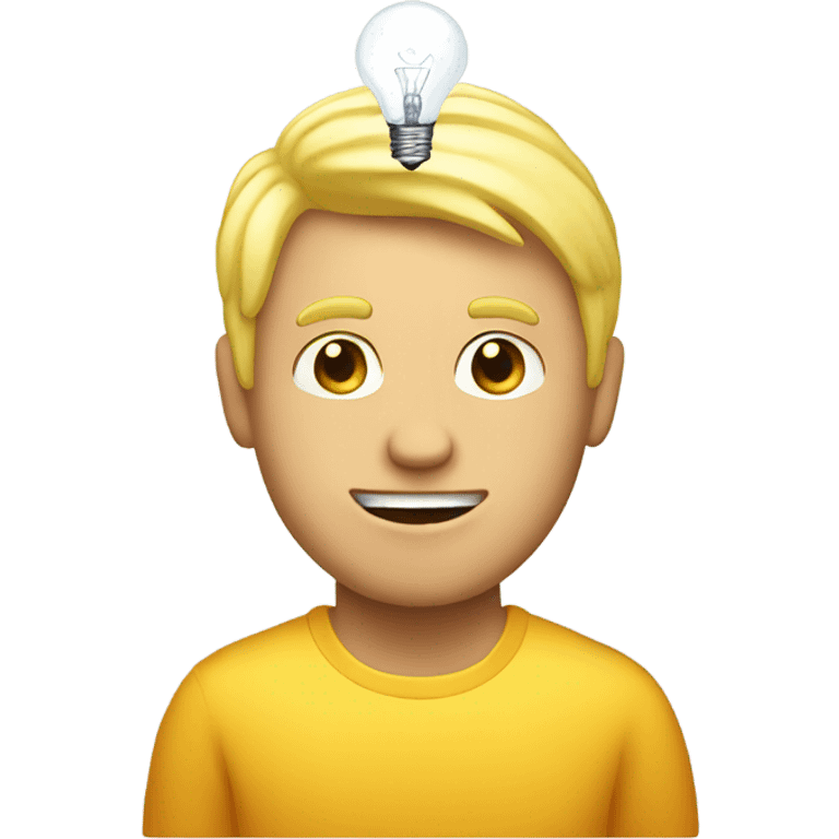 blond man with a lightbulb on his head emoji