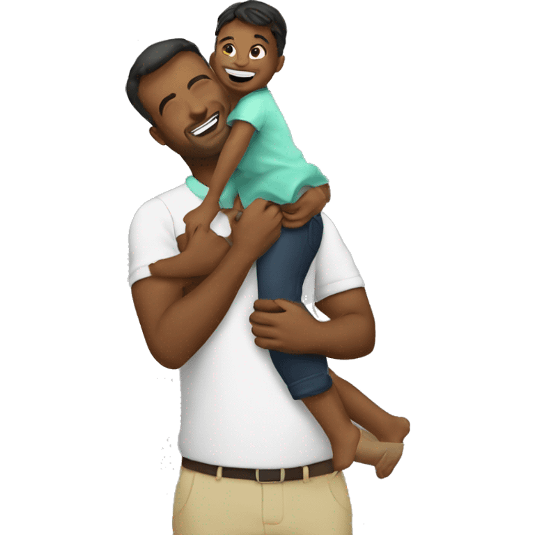 Dad hold babygirl in the air. Black emoji