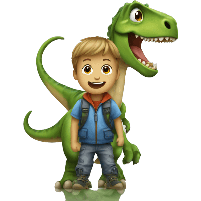 Little boy on a dinosaur emoji