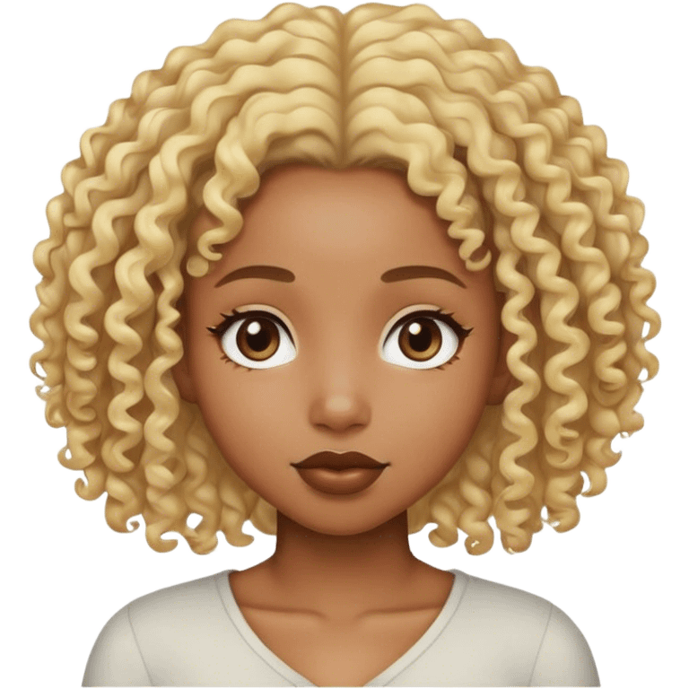 black girl with blonde curly hair  emoji