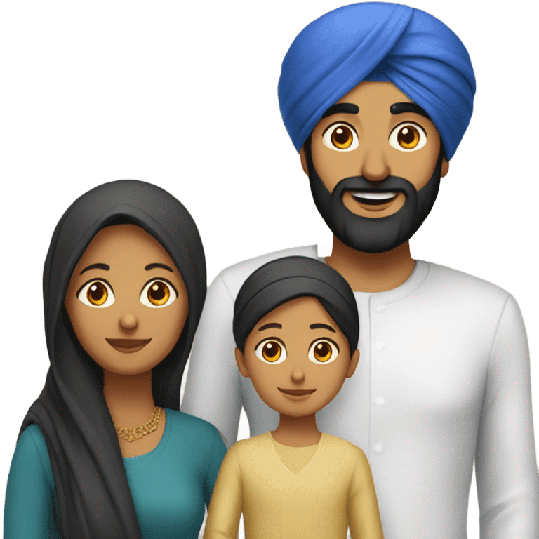 Sikh son, Sikh Mother, daughter, father emoji