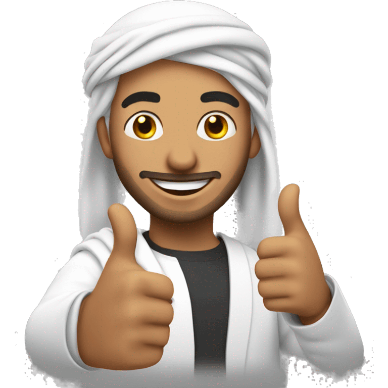 Smiling Arabic man showing thumbs up  emoji