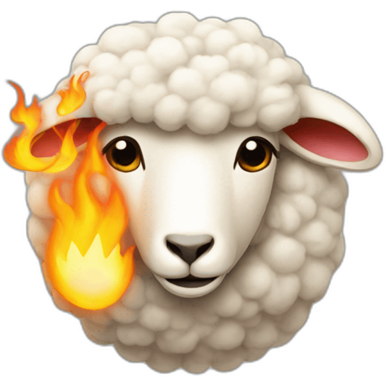 A sheep with flames emoji