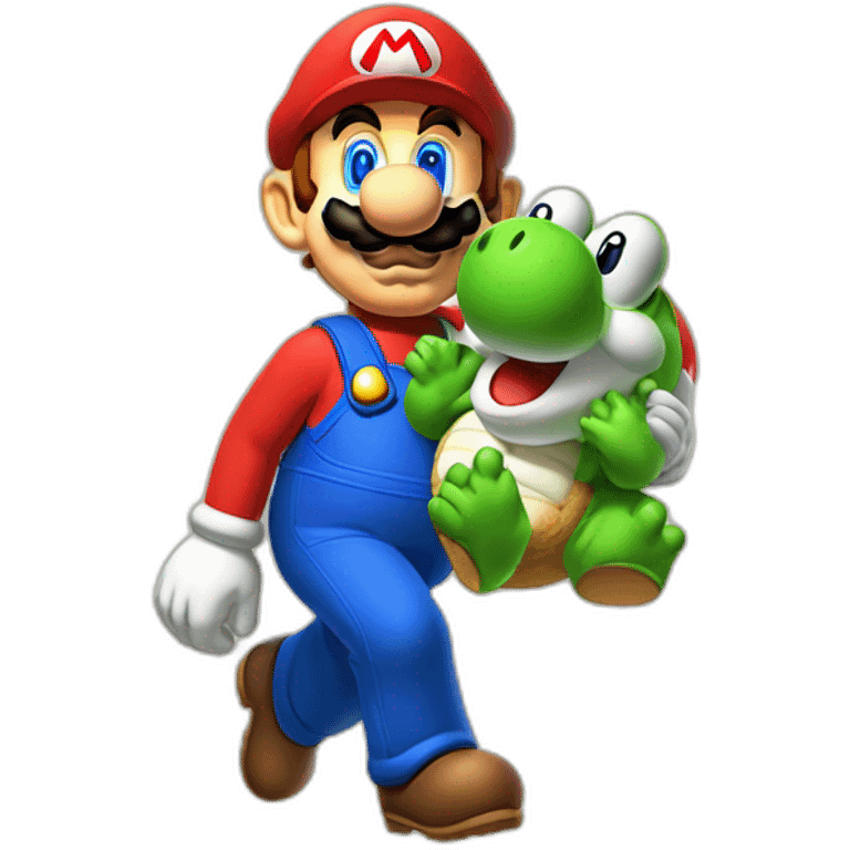 Mario qui boit une bière avec yoshi emoji