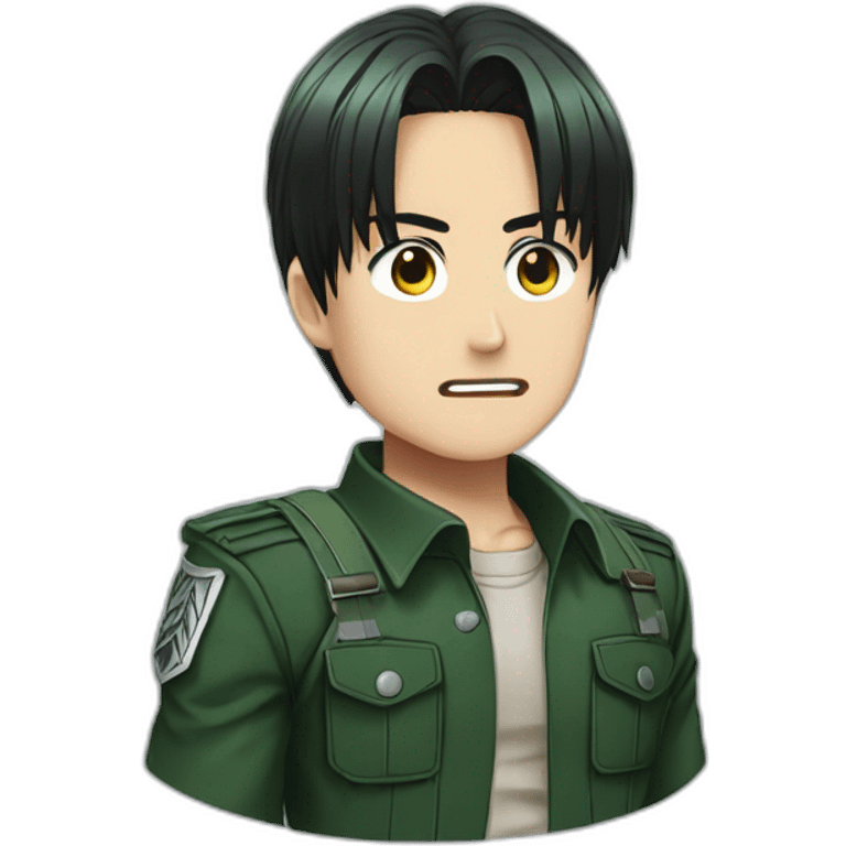 powerful Levi of Attack titan wears forest-green clothes emoji