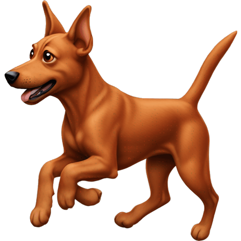 realistic solid red dog with pointed ears running emoji