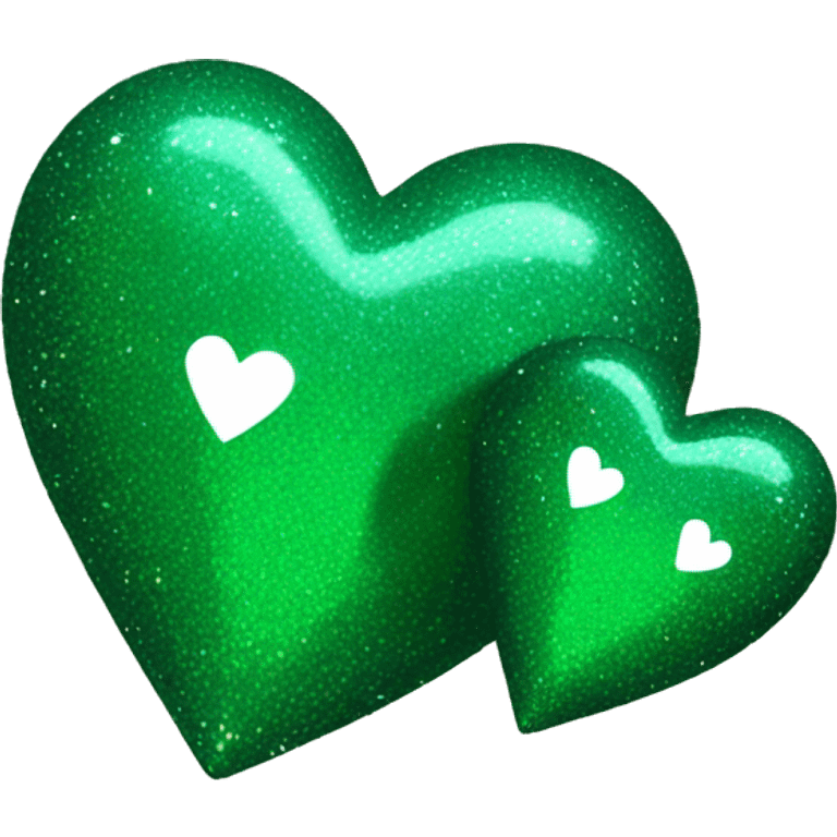 Deep green glittery two hearts emoji