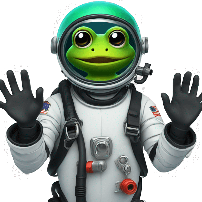 scuba diver with frog on his hand wearing a space suit emoji