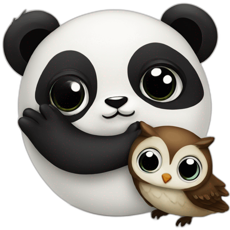 panda kissing an owl emoji