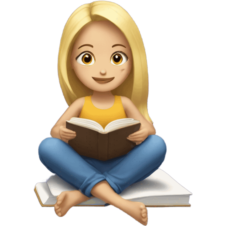 Blonde girl reading book emoji