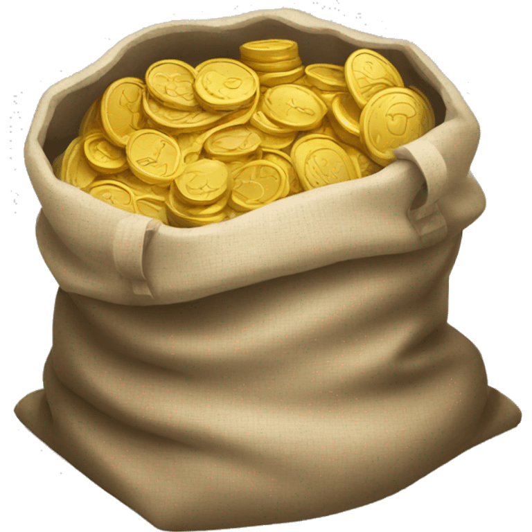 old open bag full of coins emoji