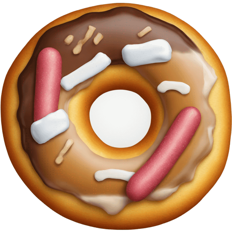 Donut with a hot dog through the donut hole emoji