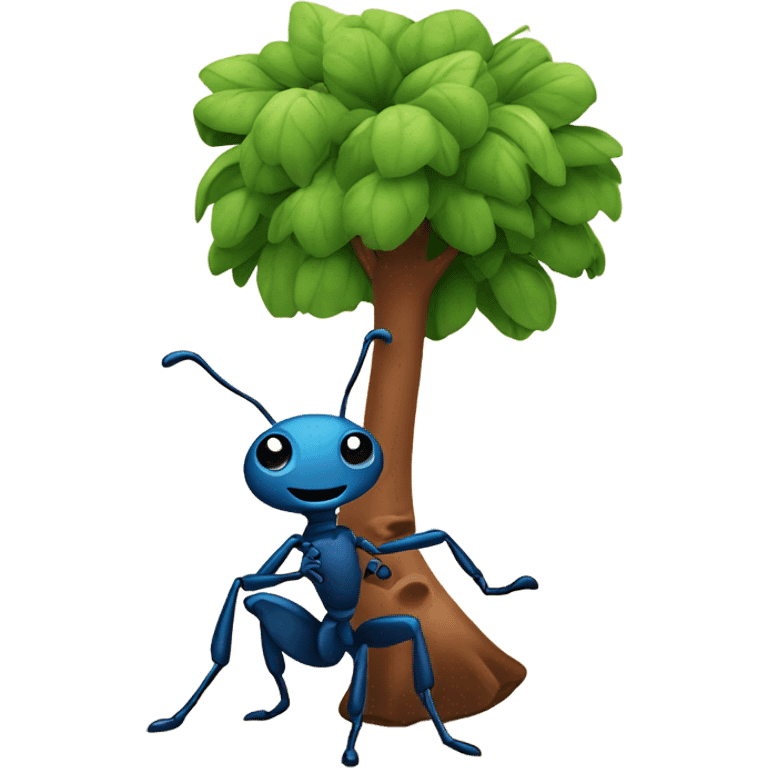 an ant holds a tree in its paws emoji