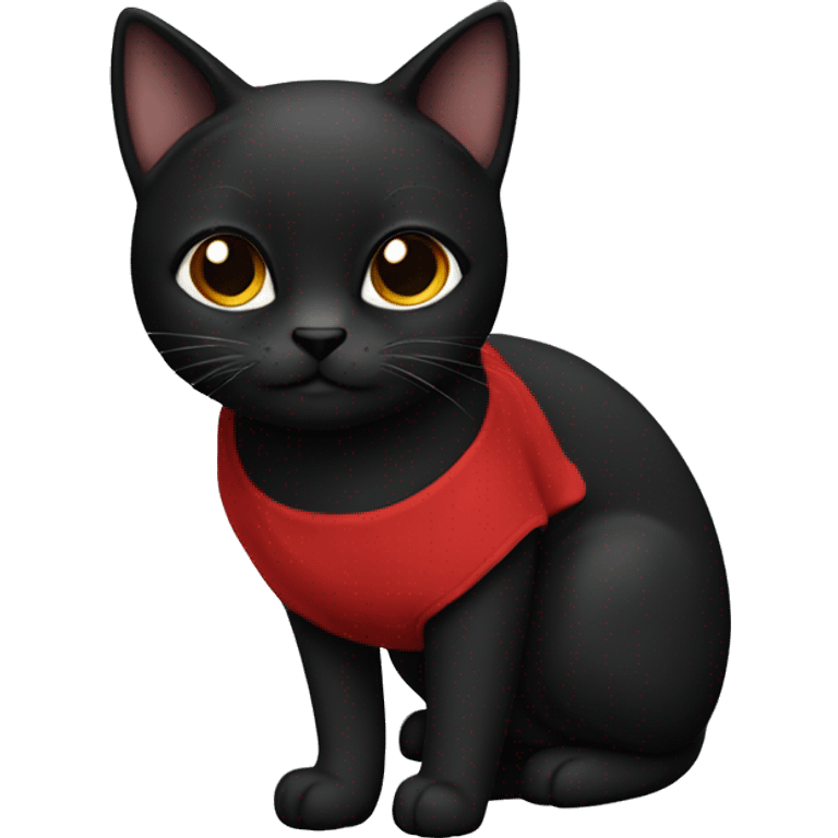 black cat ,  in red dress , with glasses , and black short hair emoji