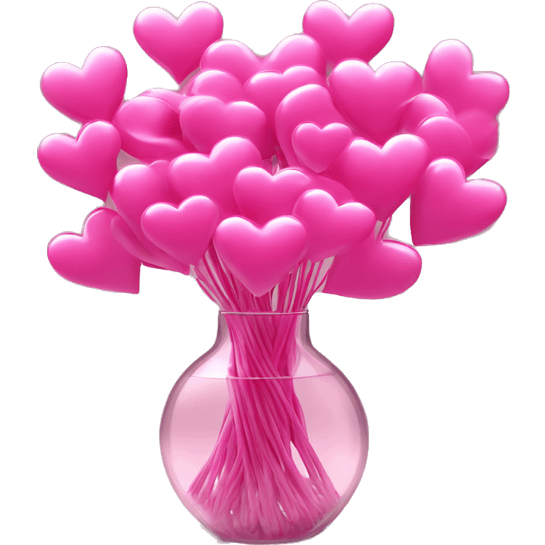 10000000 huge pink hearts on stems in a clear glass vase emoji