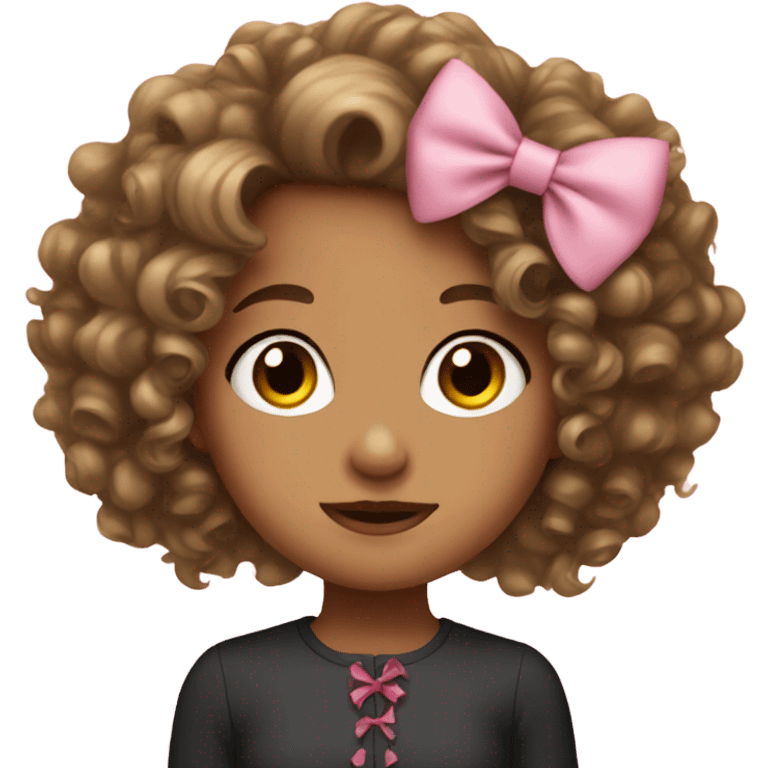 girl with curly hair and a bow emoji