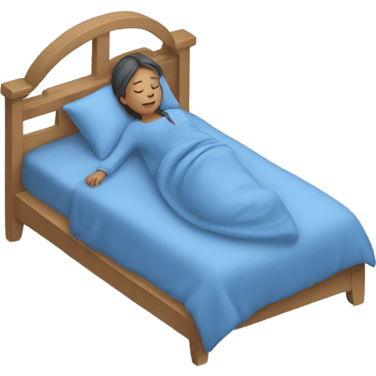 girl sleep in her blue bed emoji