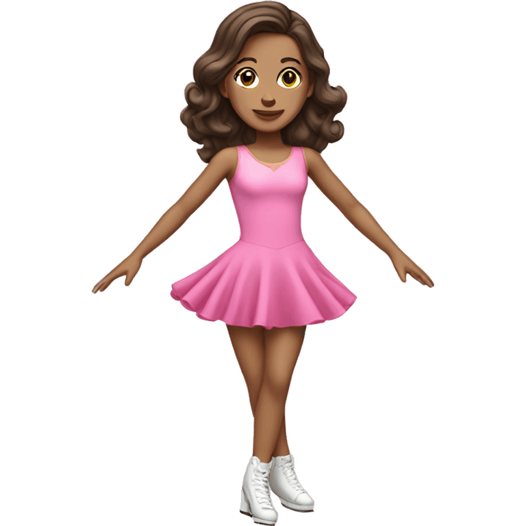 brunette figure skater pink dress emoji