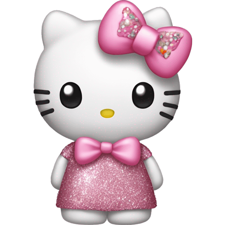 Hello kitty wearing a glittery bow that has pink frosting and sprinkles  emoji