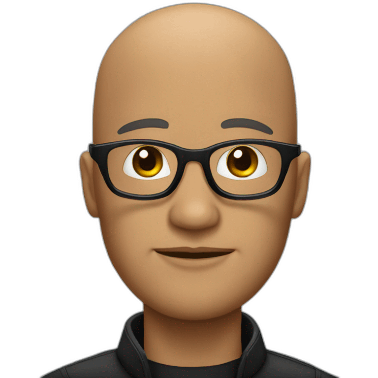 Bald man with all-black glasses emoji