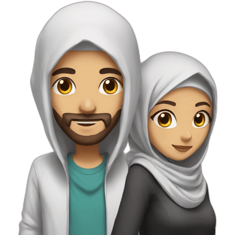 gamer man and gamer girl with hijab emoji