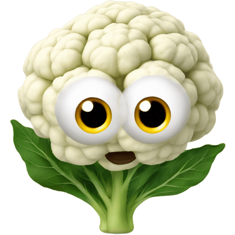 cauliflower looks into the mirror with big eyes emoji