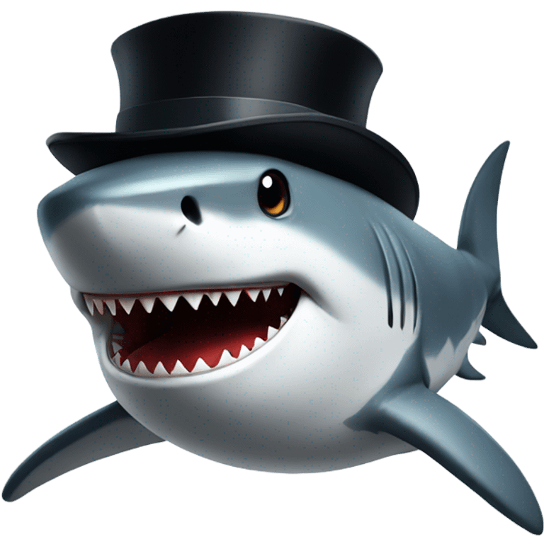 Shark with a top hat emoji