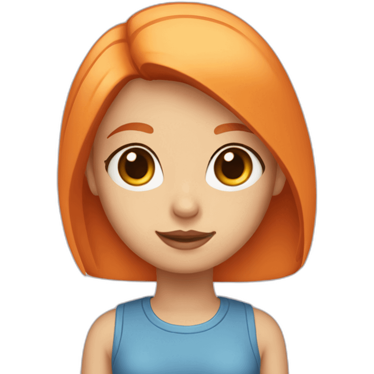 Blonde girl Blue eyes with bob hair and with Orange hair hold a cat emoji