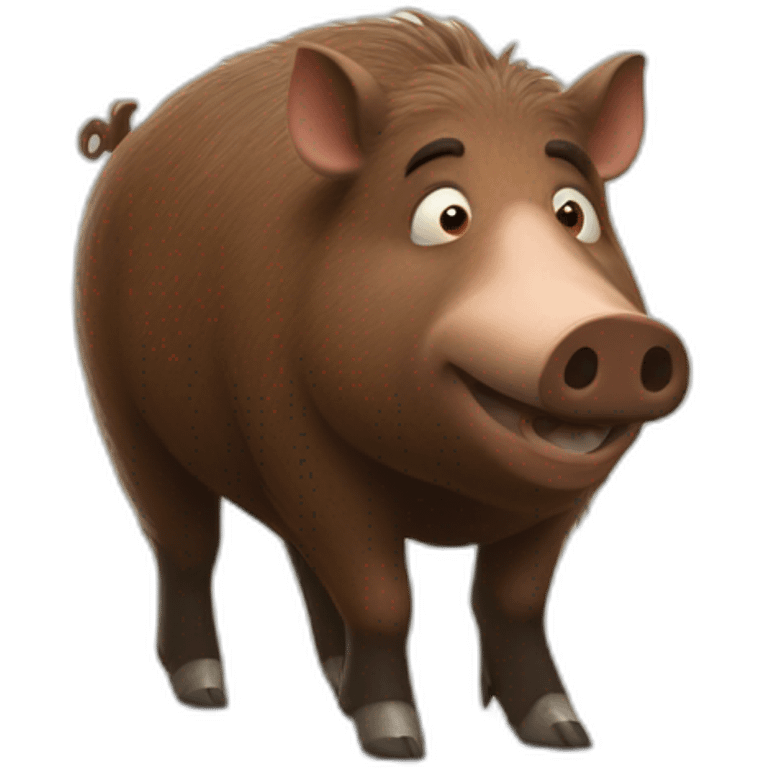 pixar brown boar with white tusks emoji