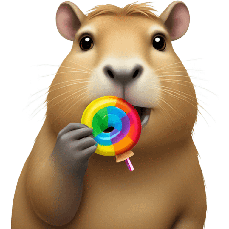 capybara eating a lollipop emoji