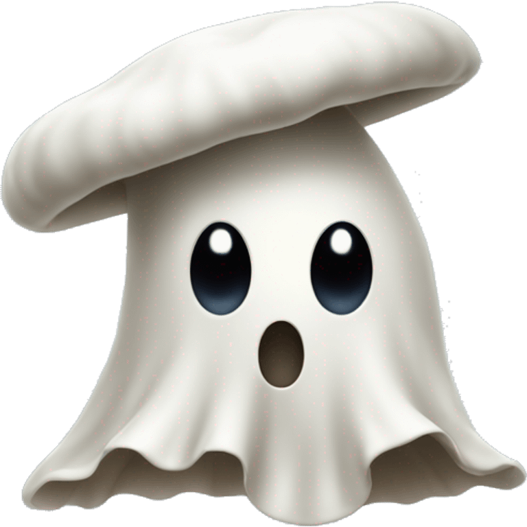 little ghost with a mushroom hat running emoji