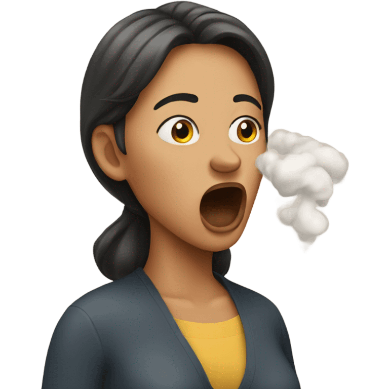 Woman pretend coughing emoji