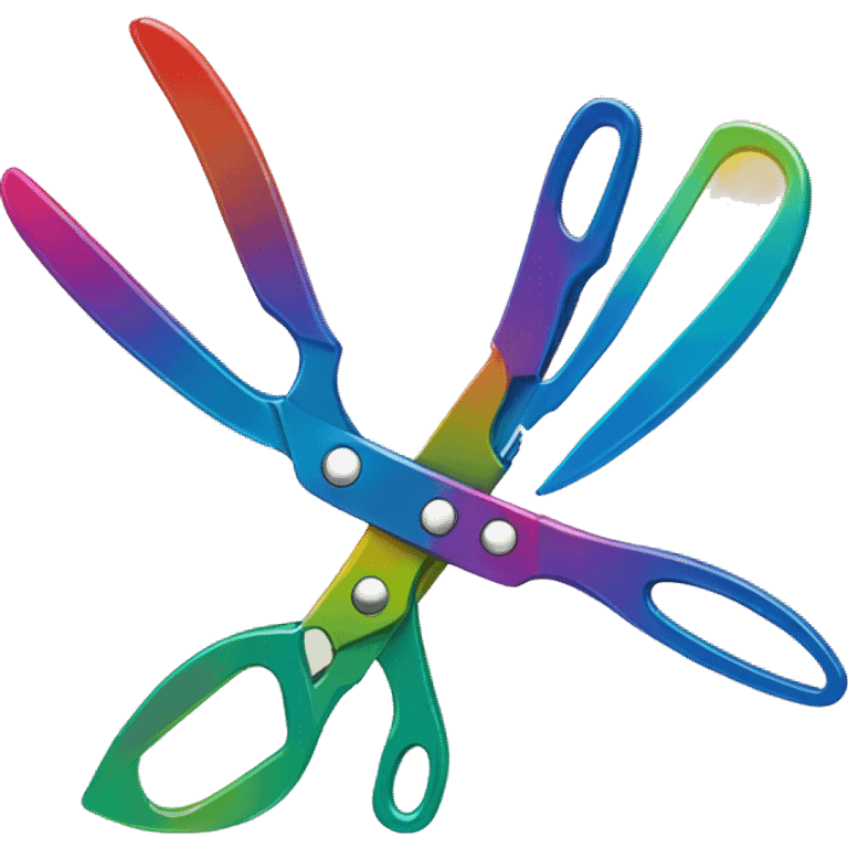 two scissors cutting eachother with a rainbow background  emoji