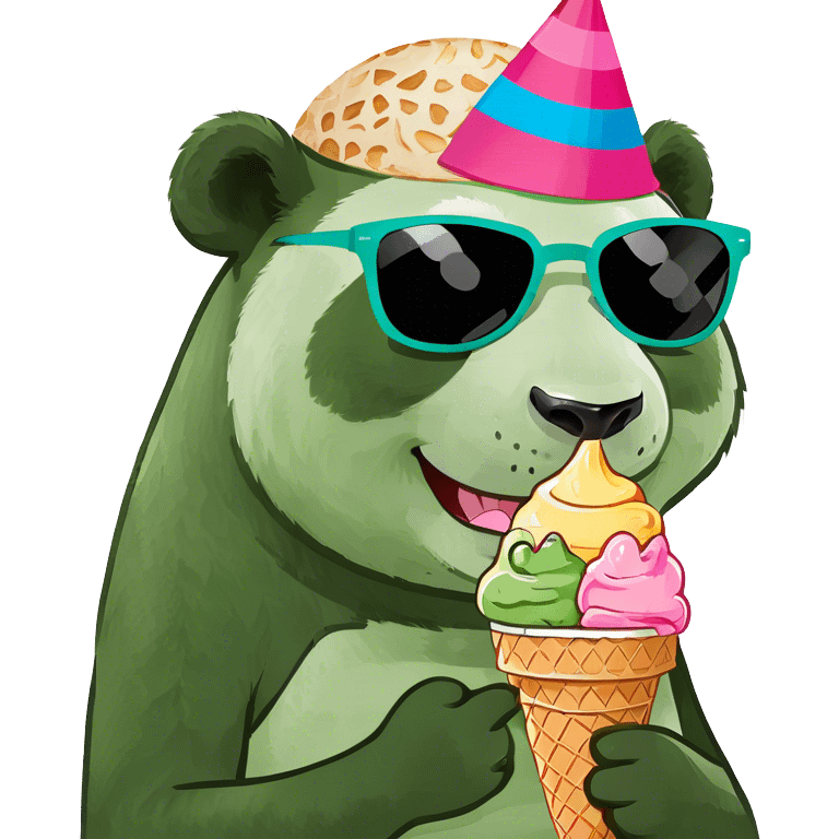 Panda eating ice cream emoji