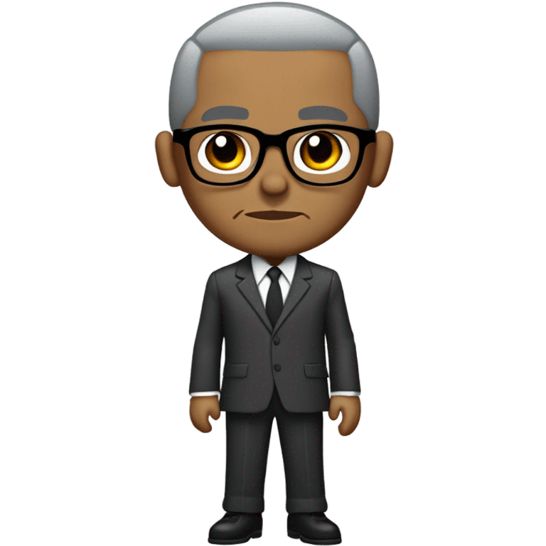 Malcolm x  with small round face and suit and glasses and buzz cut and small black eyes and small gray beard and small black eyes and wrinkled forehead emoji