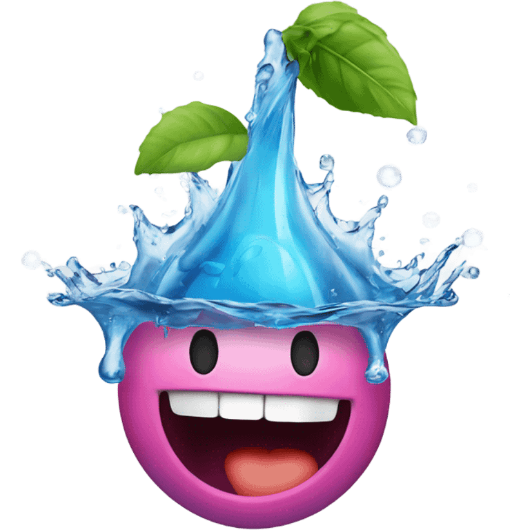 Person sticking tounge out with water splash fruit emoji