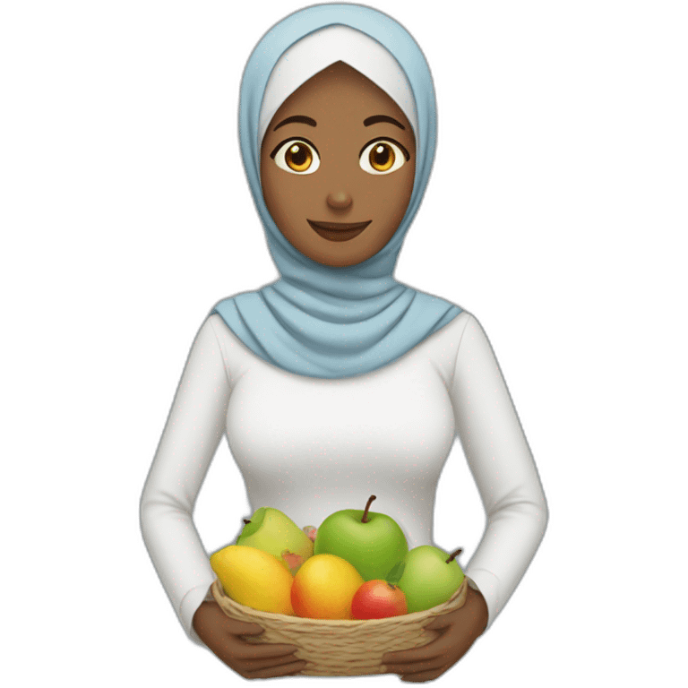 Mum with hijab holding fruits emoji