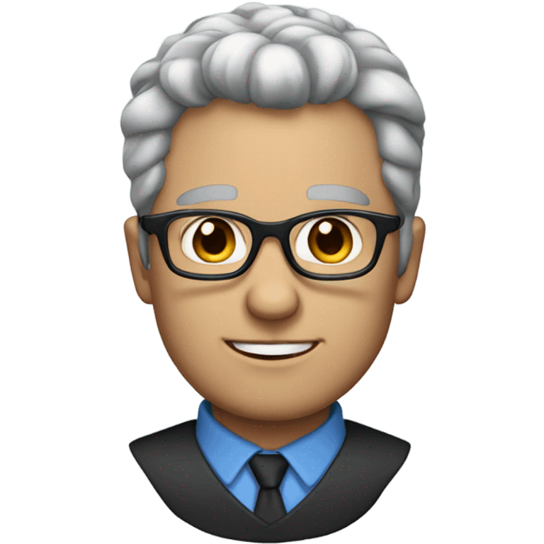 Man with black grey hair blue eyes and glasses  emoji